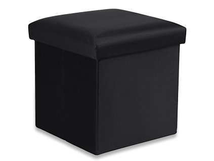 Černý skládací taburet CUBEXO VELVET M s úložným prostorem