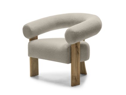 Designové křeslo KOKEI béžové – elegantní tvar a dubové nohy