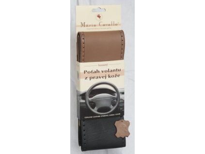 121651 potah volantu z pravej koze maria cavallo hnedo cierny