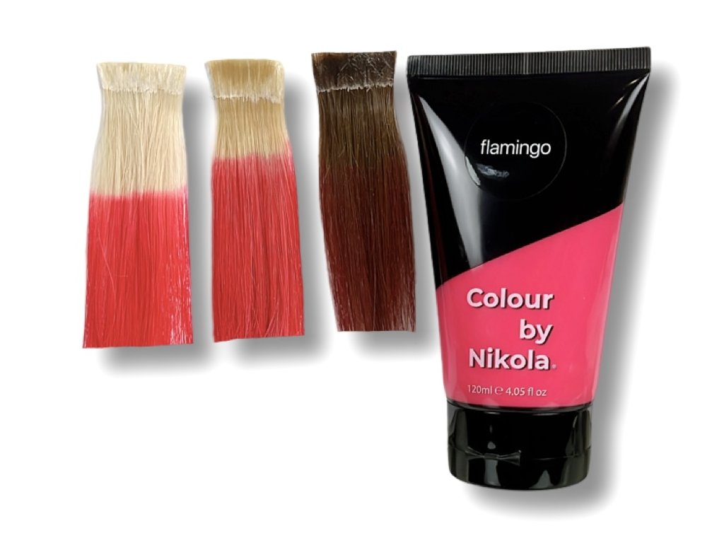 Color by Nikola barva na vlasy, Flamingo, růžovooranžová, Hair colour, pink-orange, Farba do włosów, różowopomarańczowa, 120 ml Colour by Nikola