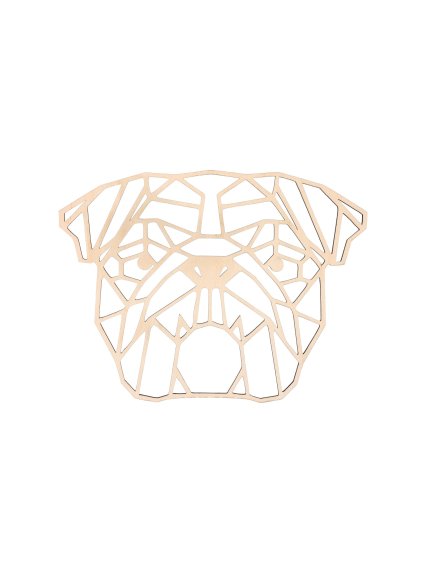 22767 dreveny geometricky obraz anglicky buldok 65 cm