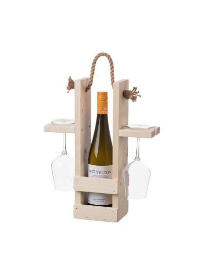 20037 dreve ny nosic na vi no a dve sklenice