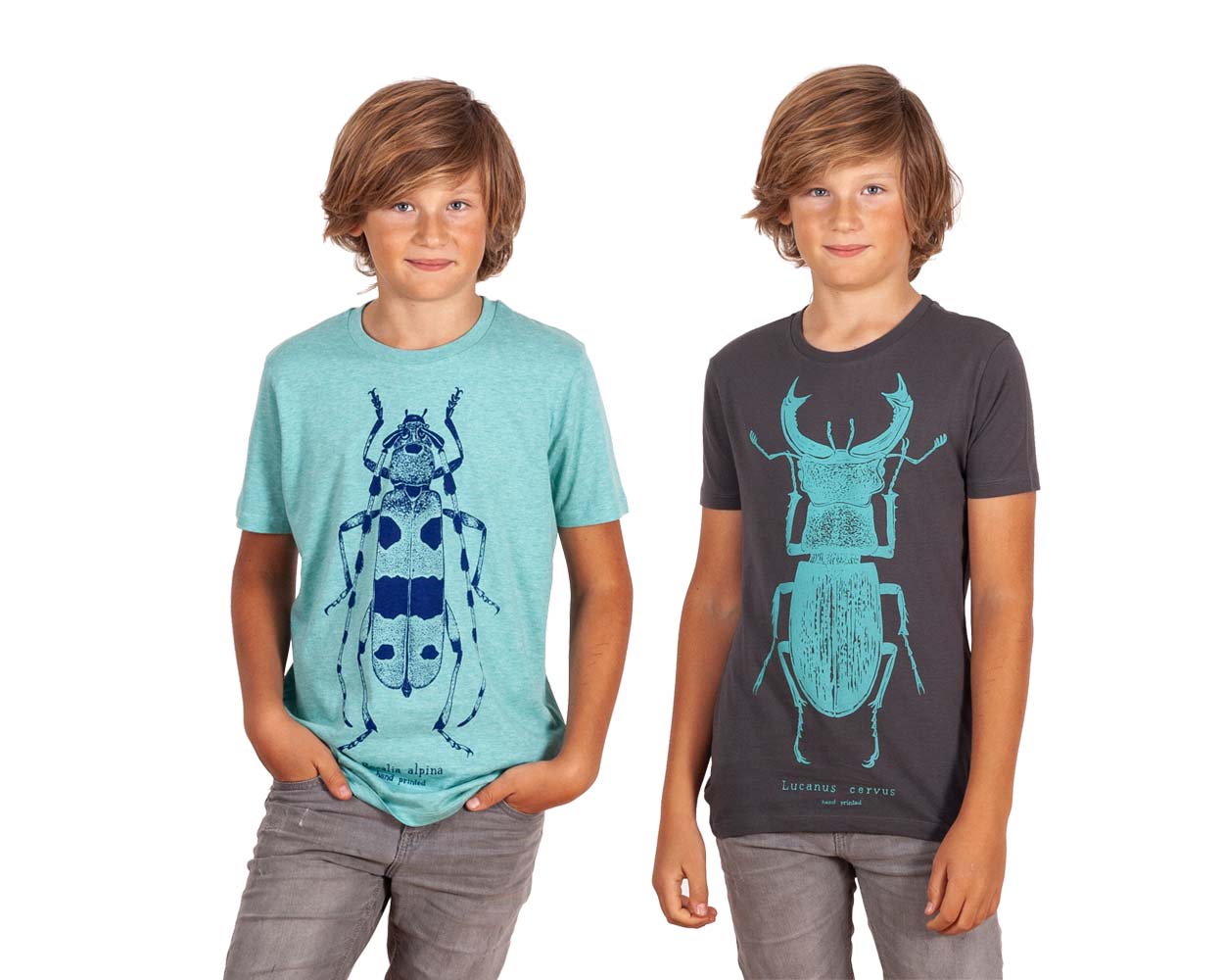 Bio t-shirts with beetles print by Lucie Tatarová