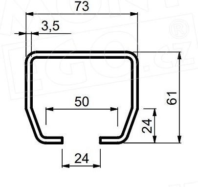 Rozměr nosného profilu Cais Stage SB1 je 73x61 mm