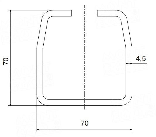 Rozměry C profilu CP60 (CP70-6.TK)