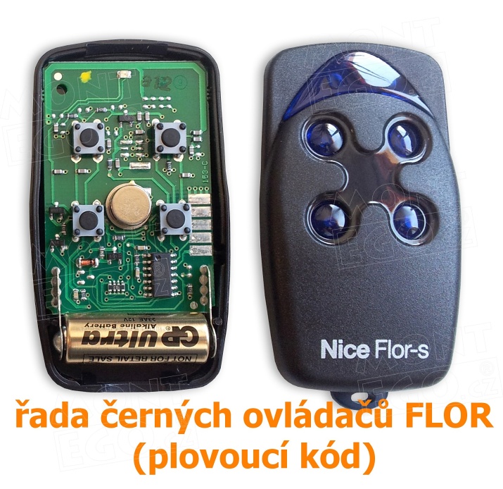 Detail ovladače Nice s plovoucím kódem