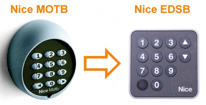 Porovnání staré přístupové klávesnice Nice MOTB s novou klávesnicí EDSB