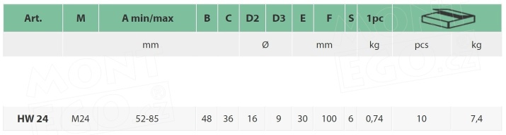 CS.HW24 pant regulovatelny se závitovou vložkou pro zděné sloupy M24