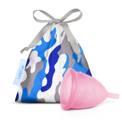 LadyCup Menstrual Cup Pink Camo Blue
