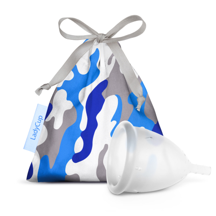 LadyCup Menstrual Cup Transparent Camo Blue