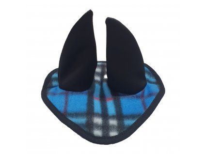 Ohrenkappe kariert blau (fleece) (Gr. M)