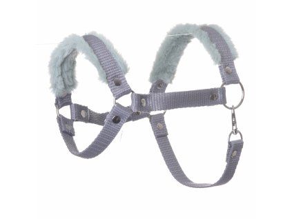 Stockpferd Halfter grau mit mint Pelz