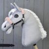 Steckenpferd Schwarzes Halfter mit altem Rosa Pelz - Kunstleder