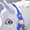 horse on a stick Halfter blau mit Pelz
