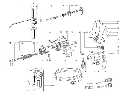Příklepová vrtačka Sb E 600 R+L Impuls Metabo 00607000