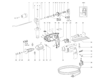 Příklepová vrtačka SBE 521 Metabo 01158000