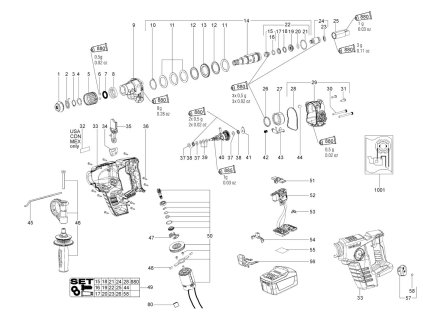 Vrtací kladivo BHA 18 LTX Metabo 00228000