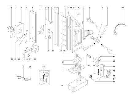 Magnetický vrtací stojan M100 Metabo 27100000