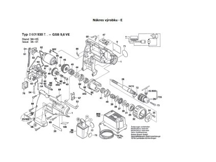 Aku Příklepová vrtačka GSB 9,6 VE Bosch 0601930703