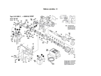 Aku Příklepová vrtačka GSB 9,6 VESP Bosch 0601930303
