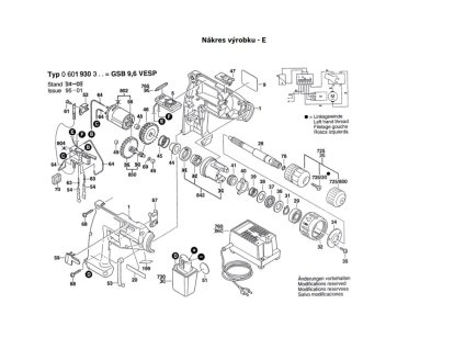 Aku Příklepová vrtačka GSB 9,6 VESP Bosch 0601930327