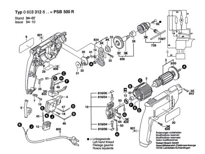 Příklepová vrtačka PSB 500 R Bosch 0603312808