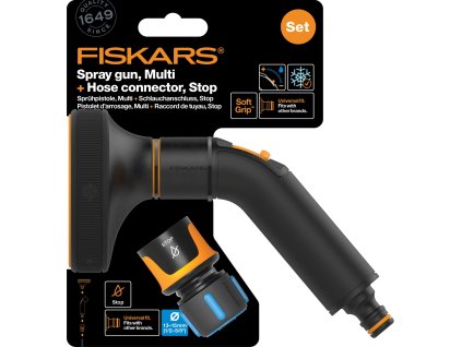 Comfort set - zavlažovací pistole multi + hadicová spojka Comfort STOP 1/2" - 5/8" Fiskars 1057609
