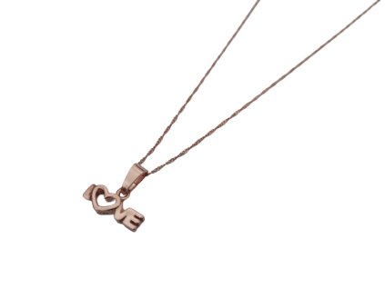 Strieborný náhrdelník Nessi Silverx ružovo pozlátený S 25 Light 42 cm KR 1 s trendy srdcom prívesku LOVE ODL-00302