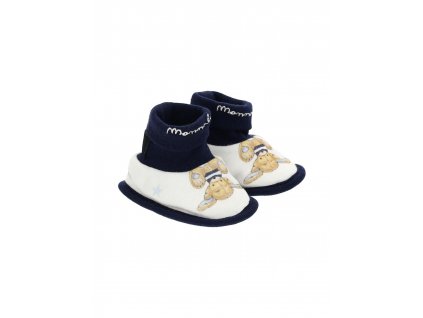 boys pre walker shoes monnalisa printed cotton booties cream navy blue