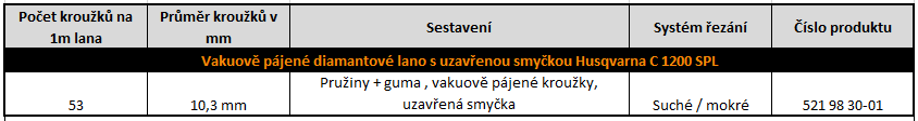 Diamantové lano s uzavřenou smyčkou Husqvarna C 1200 SPL