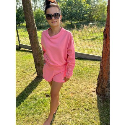 Dámský teplákový komplet s kraťasy Korálová vel. LXL (4)