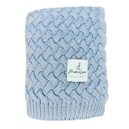14397 decka z vlny merino vzor vlnky modra