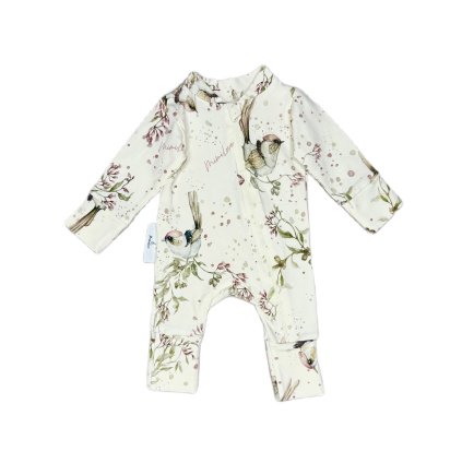 13605 kojenecky bavlneny overal 3 9 mesicu golden birds rose