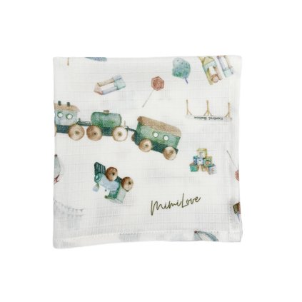 9526 1 muselinova plenka 40x40 cm vlacky