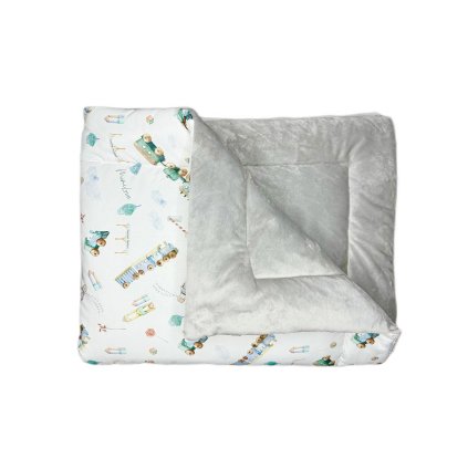 13809 prikryvka nejen pro miminka velvet vlacky white