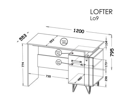 Písací stolík Lofter 9