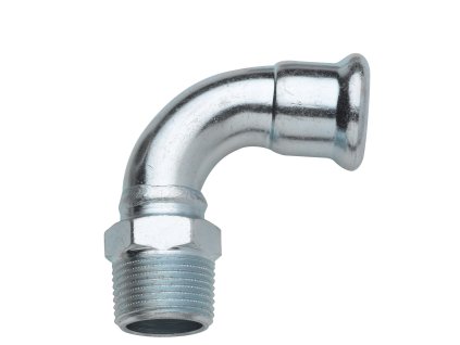 TURBO STEEL oblouk 90° s vnějším závitem z uhlíkové oceli lisovací