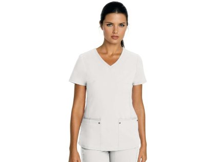 Dámska blúza JULIET s elastickými pásmi na bokoch – biela (Veľkosť XS)