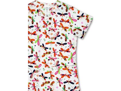 Dámska zdravotnícka blúzas potlačou "Vážky" (Veľkosť XS)