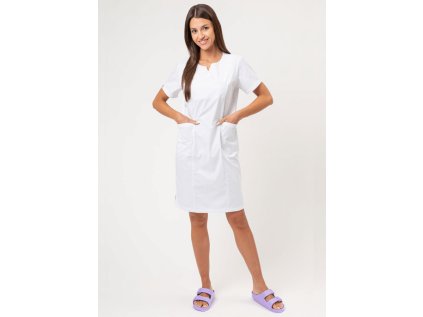 Dámske lekárske šaty SUNRISE UNIFORMS CHARM - biele (Veľkosť XXS)