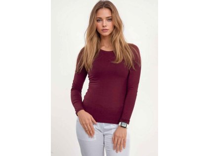 Dámske tričko s dhým rukávom - vínové (Veľkosť XS)