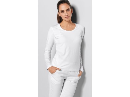 Dámske tričko s dlhým rukávom - biela (Veľkosť 5XL)