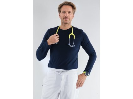 Elastické pánske tričko - s dlhým rukávom námodrnícky modré (Veľkosť 2XL)