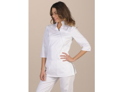 Elegantná zdravotnícka tunika NURAXI - biela (Veľkosť XS)