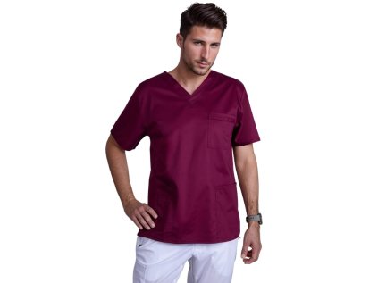 Pánska/ unisex blúza V výstrih - vínová (Veľkosť XS)