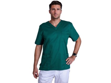 Pánska/ unisex zdravotnícka blúza V výstrih - poľovnícka zelená (Veľkosť XS)