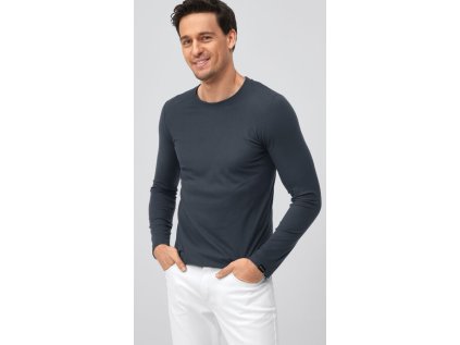 Pánske tričko s dlhým rukávom MICROFLEECE - cínová (Veľkosť S)