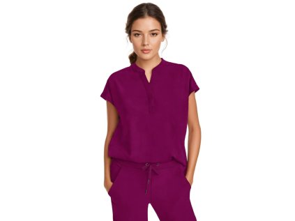 Štýlová zdravotnícka blúza JOURNEY - vínová (Veľkosť XS)
