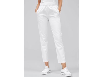 Štýlové biele nohavice s vyšším pásom a 7/8 dĺžkou (Veľkosť XS)