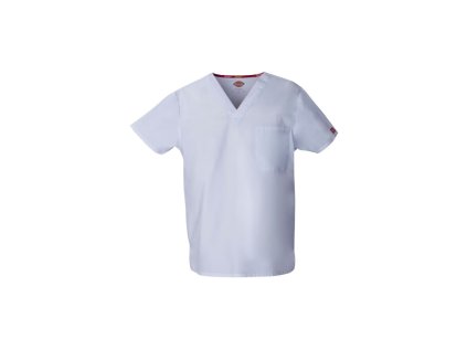 Unisex blúza V-výstrih - biela (Veľkosť XS)